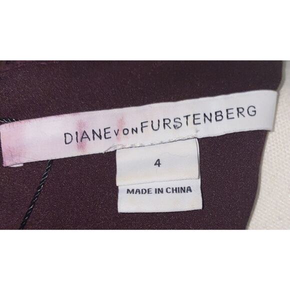 Diane Von Furstenberg DVF 4 authentic Delian Lace Peplum Dress Wine Sleeveless - Picture 11 of 15